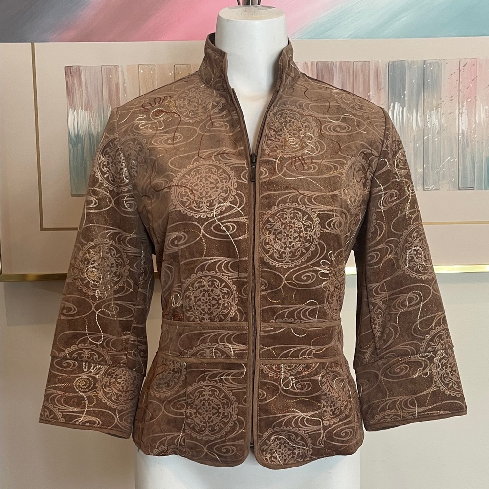 Coldwater Creek Brown Embroidered Women's Blazer 12